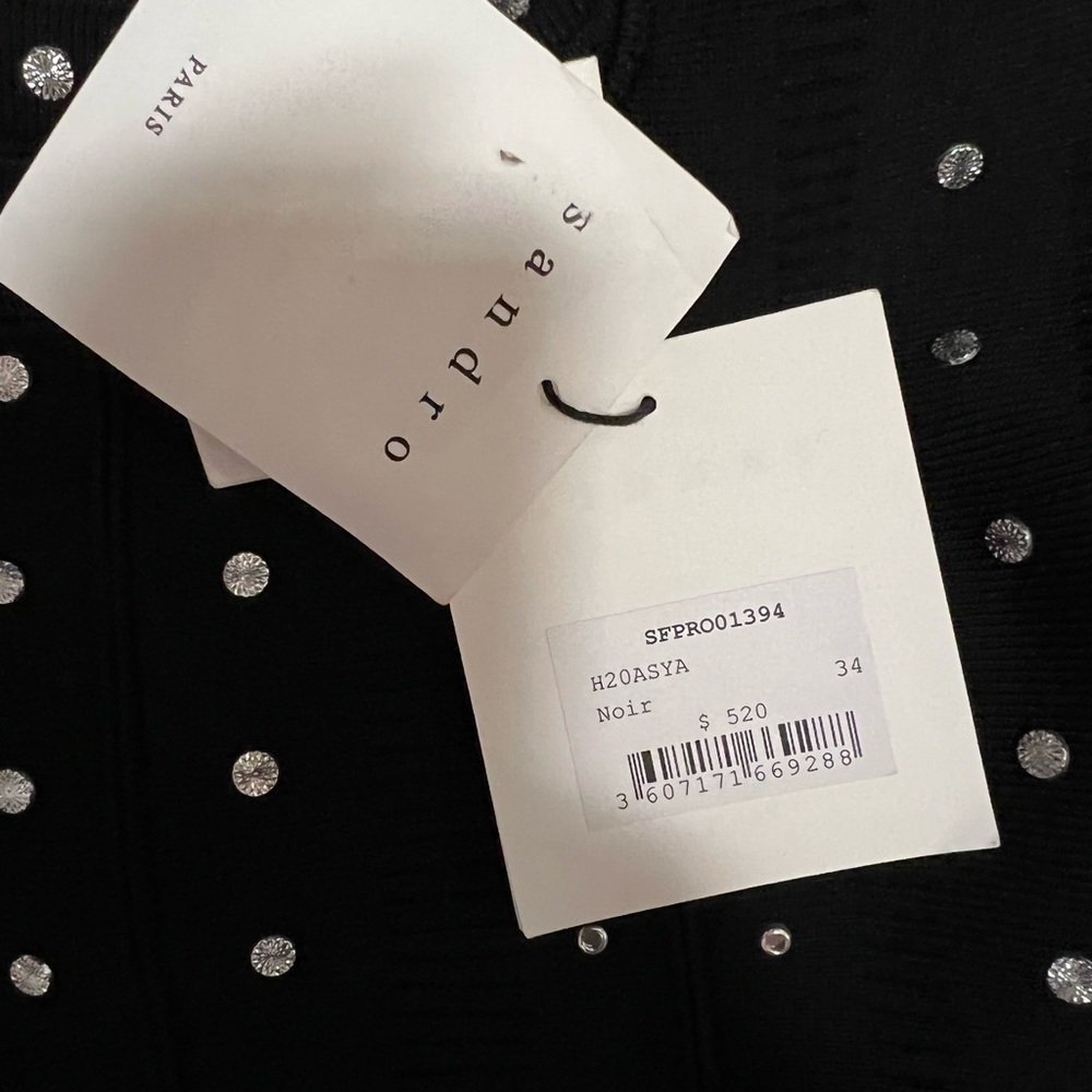❤️‍🔥 Sandro ❤️‍🔥 asya black studded knit dress nwt !!! - Picture 5 of 6